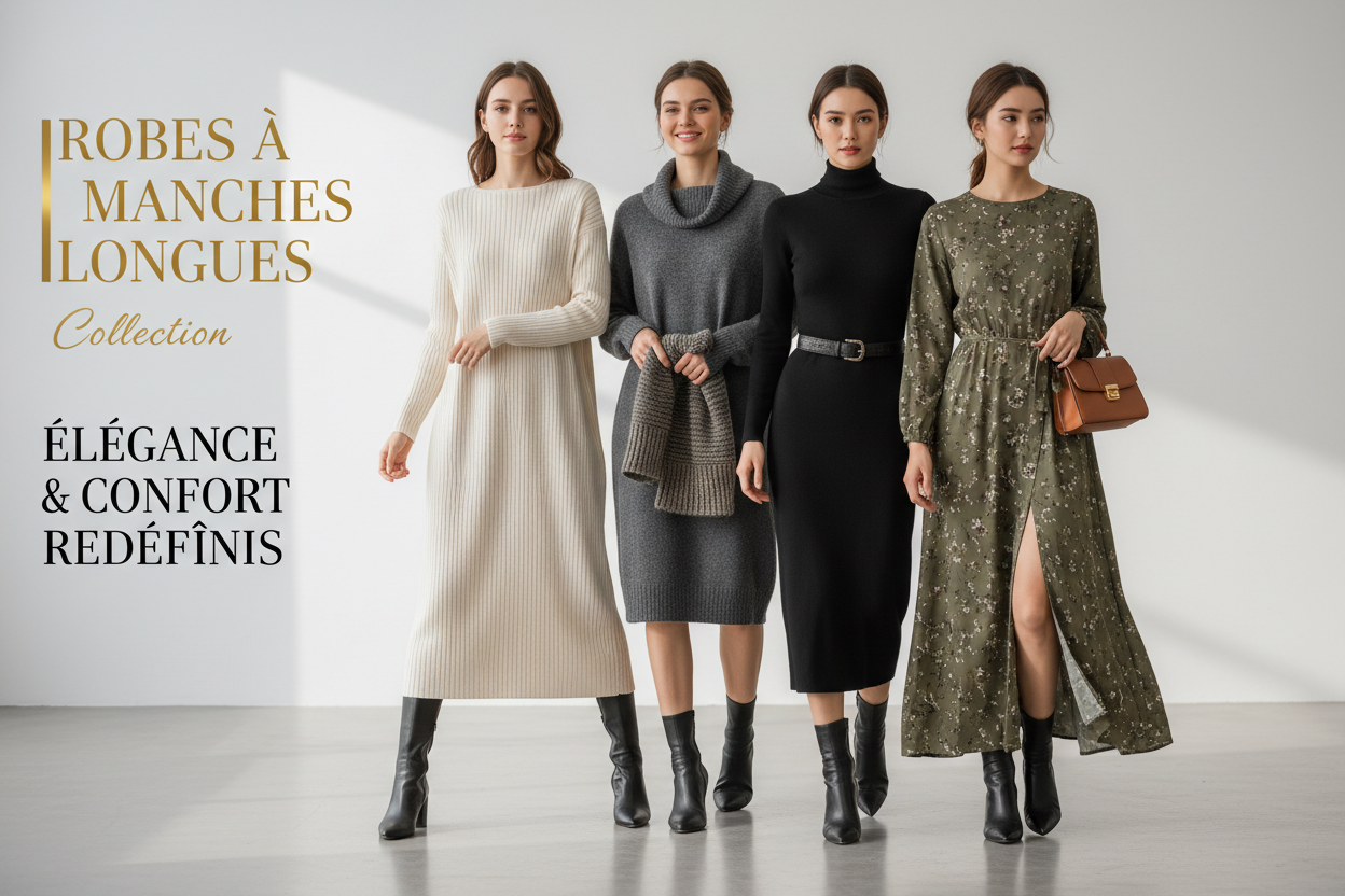 🍂 Collection Robes à Manches Longues - Tricot, velours, bodycon, styles élégants toutes saisons