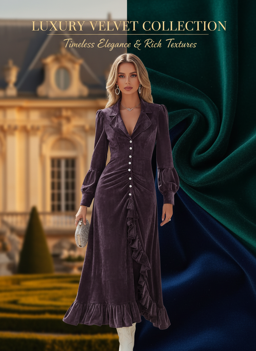 💎 Collection Robes Velours - Luxe raffiné, texture riche, élégance soirées sophistiquées