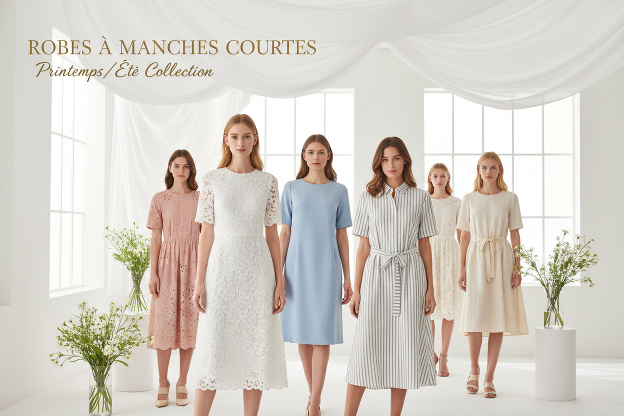 ☀️ Collection Robes à Manches Courtes - Midi, shift, dentelle, styles légers élégants