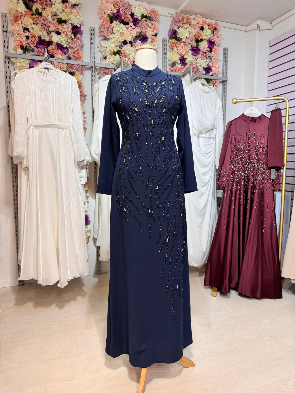 Robe de Soirée Grandes Tailles avec Pierres - Crêpe 153cm