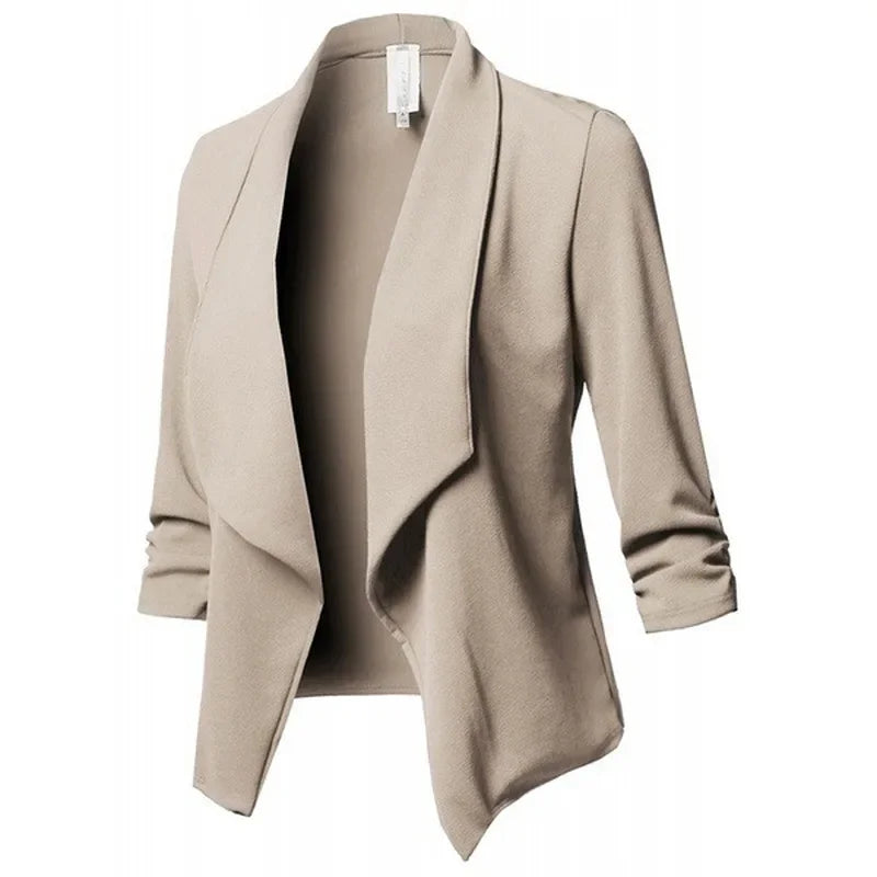 Blazer Noir Femme Fin Cardigan - Veste Asymétrique Manches Longues 2025