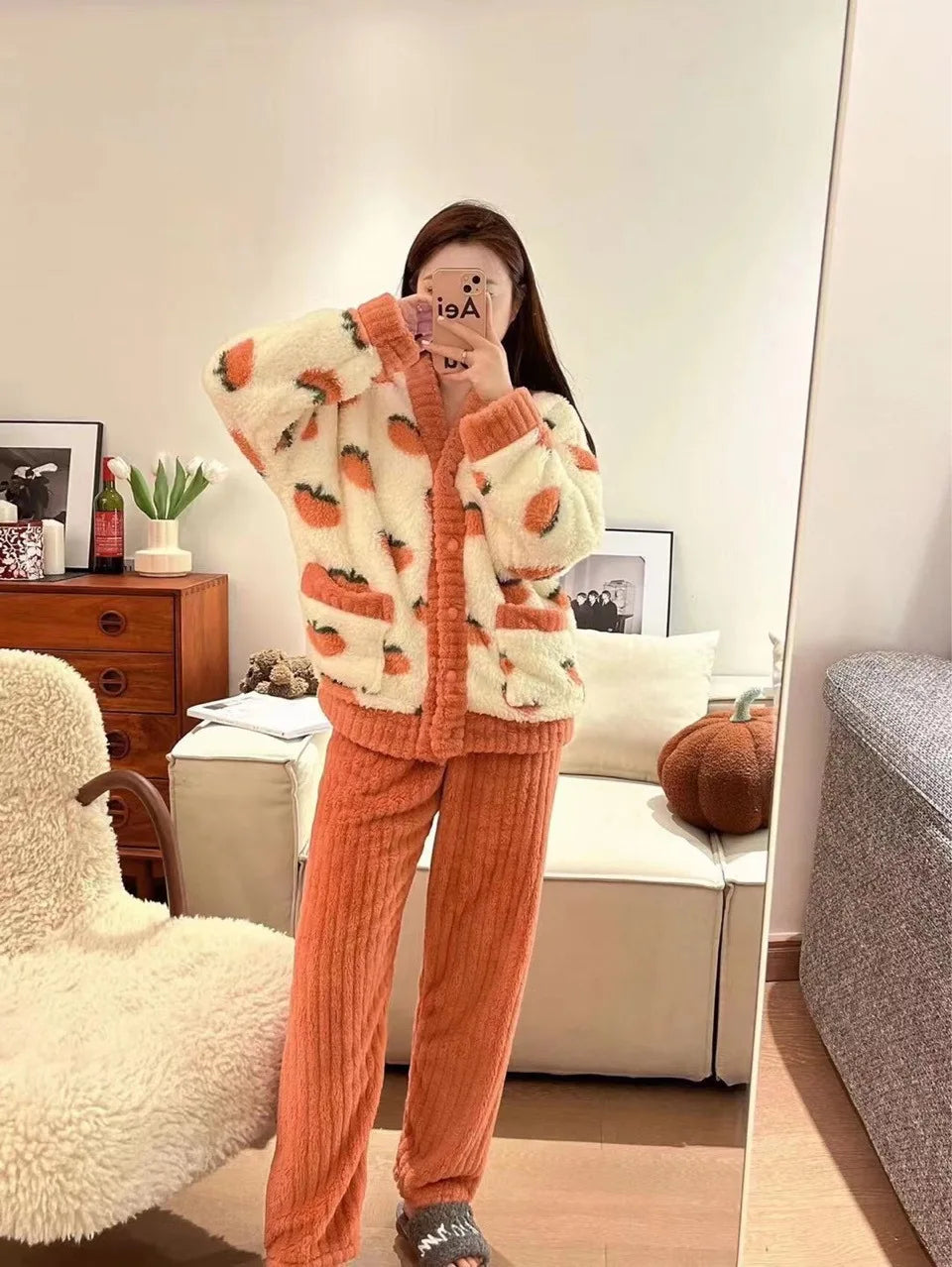 Pyjama Velours Kawaii Femme - Ensemble Nuit Confortable Girlish