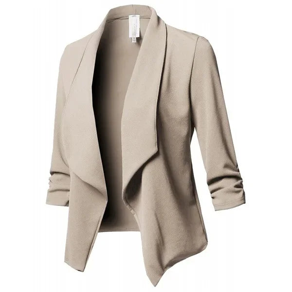 Blazer Noir Femme Fin Cardigan - Veste Asymétrique Manches Longues 2025