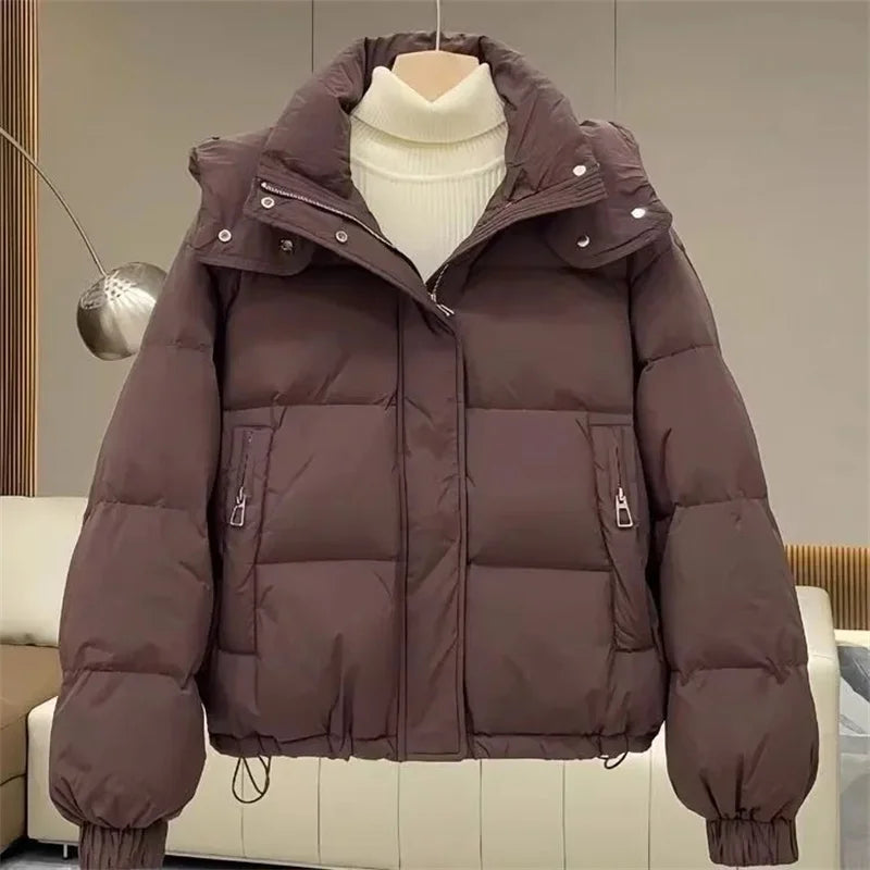 Doudoune Courte Femme Coréenne - Parka Rembourrée à Capuche Hiver 2025