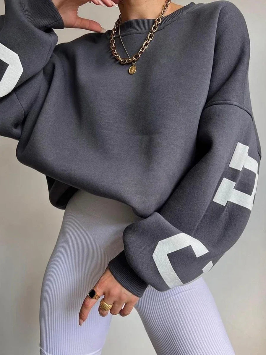 Sweatshirt Y2K Grunge Femme - Pull Ample Imprimé Lettres Streetwear