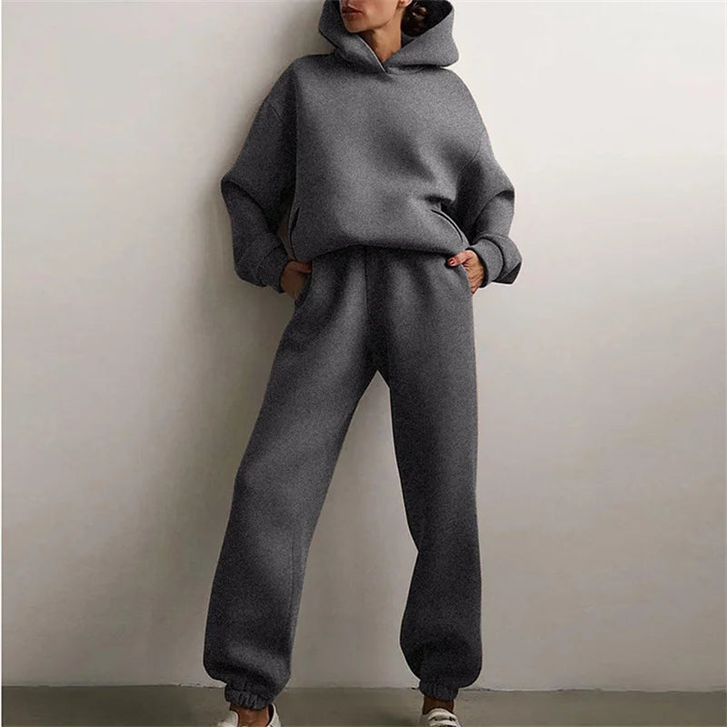 Ensemble Survêtement Femme Oversize Chaud - Hoodie et Pantalon Automne Hiver