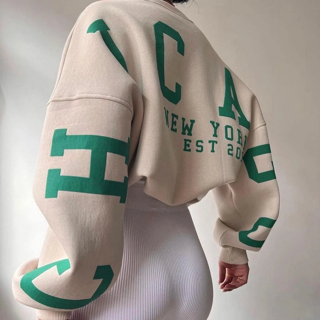 Sweatshirt Y2K Grunge Femme - Pull Ample Imprimé Lettres Streetwear