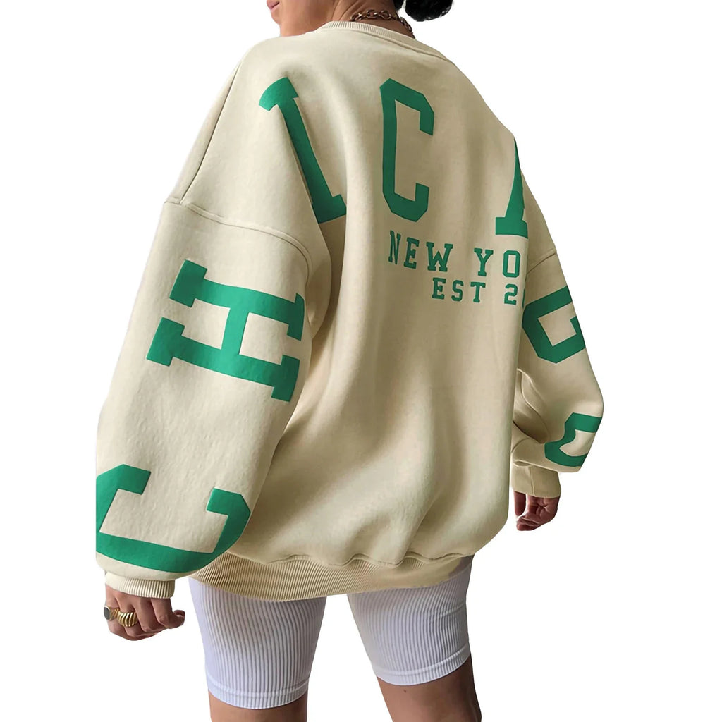 Sweatshirt Y2K Grunge Femme - Pull Ample Imprimé Lettres Streetwear
