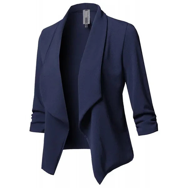 Blazer Noir Femme Fin Cardigan - Veste Asymétrique Manches Longues 2025