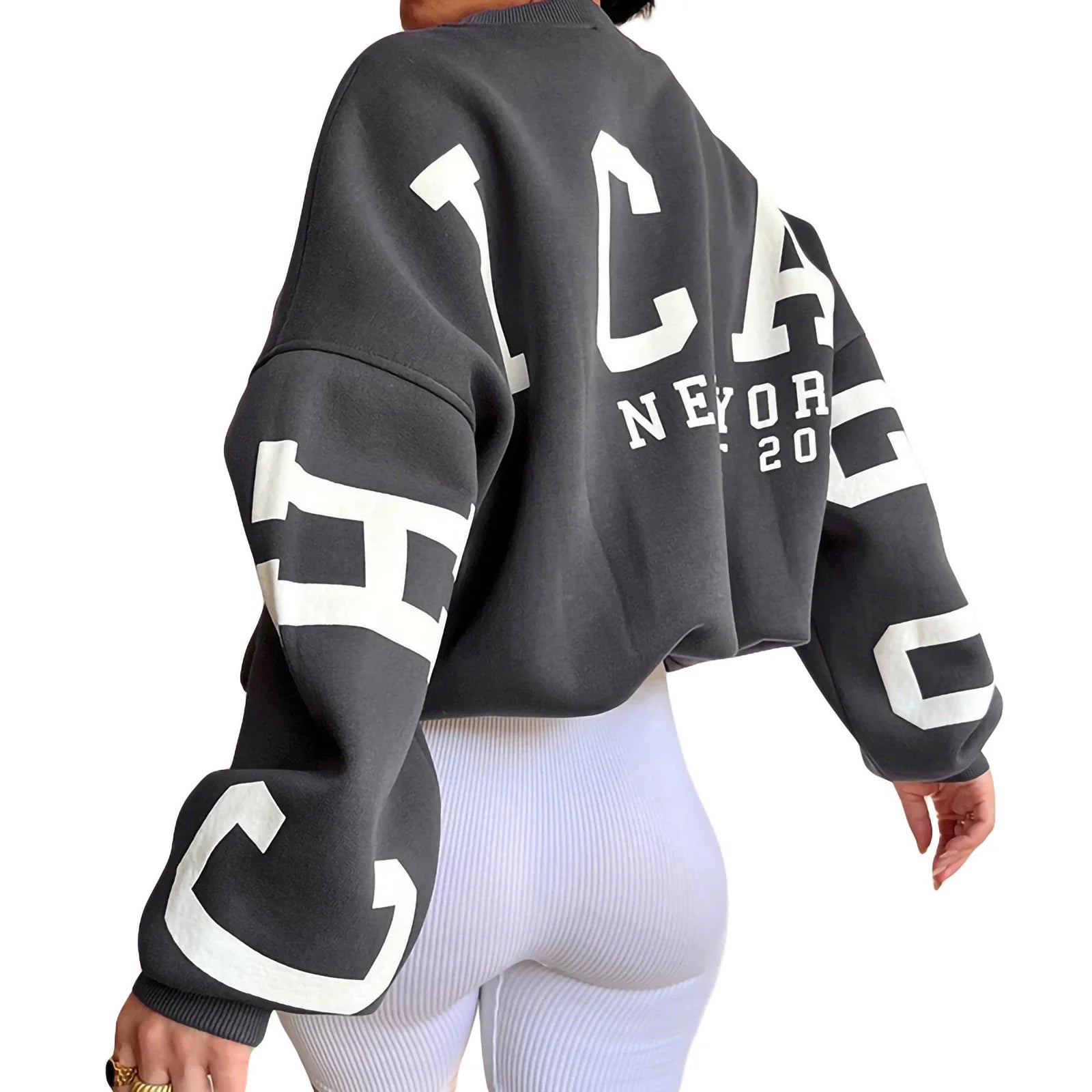 Sweatshirt Y2K Grunge Femme - Pull Ample Imprimé Lettres Streetwear