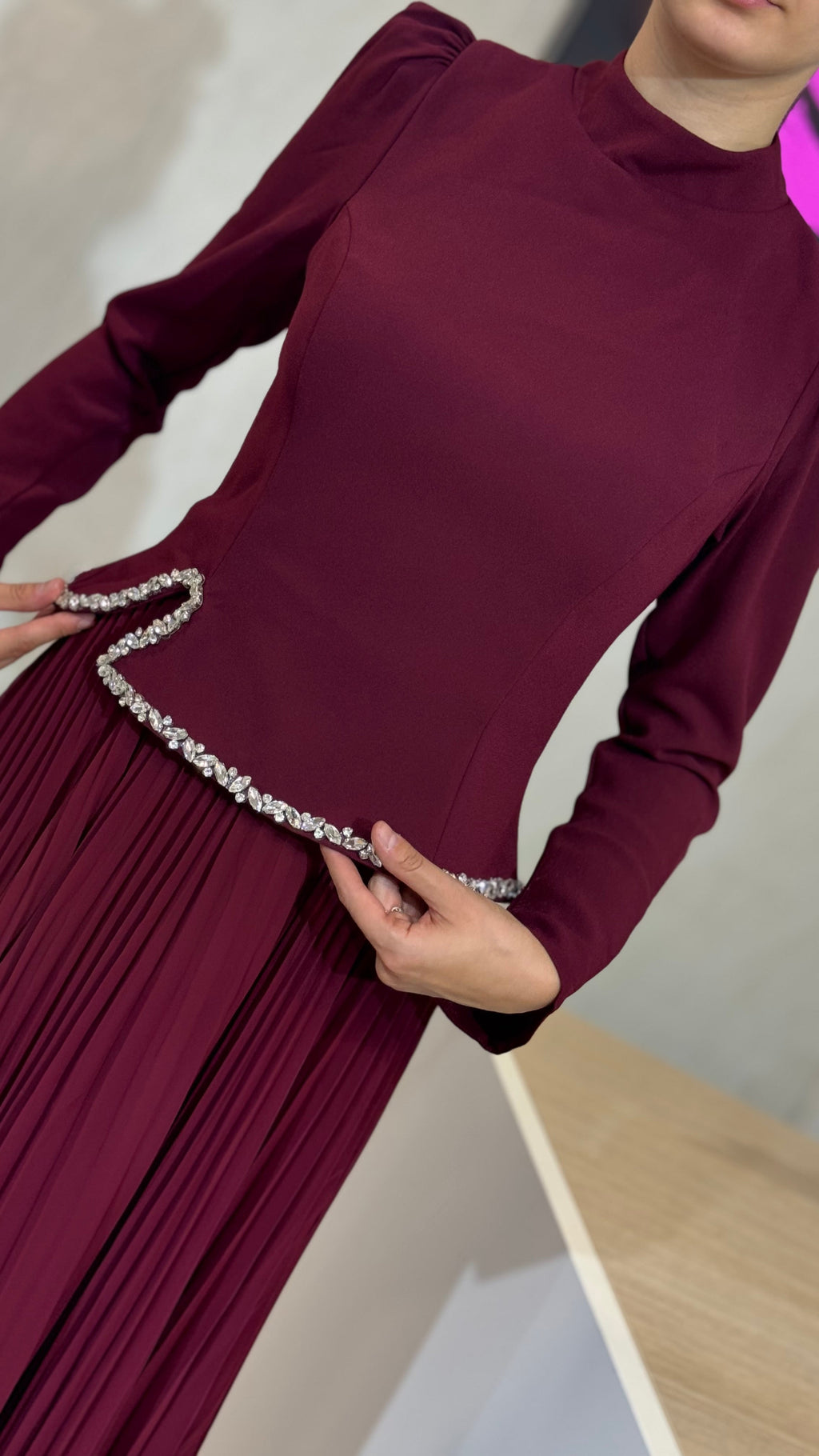 Robe de Soirée Longue 160cm - Bordeaux et Noir