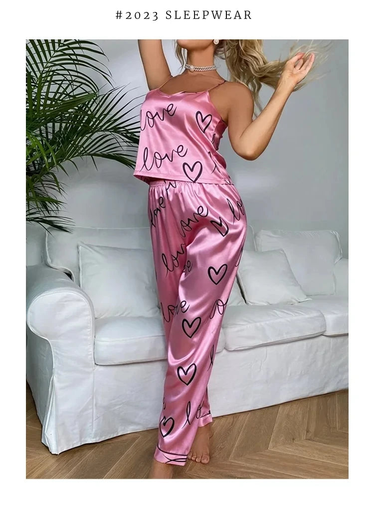 Ensemble Pyjama Satin Femme - Lingerie de Nuit Sexy Élégante