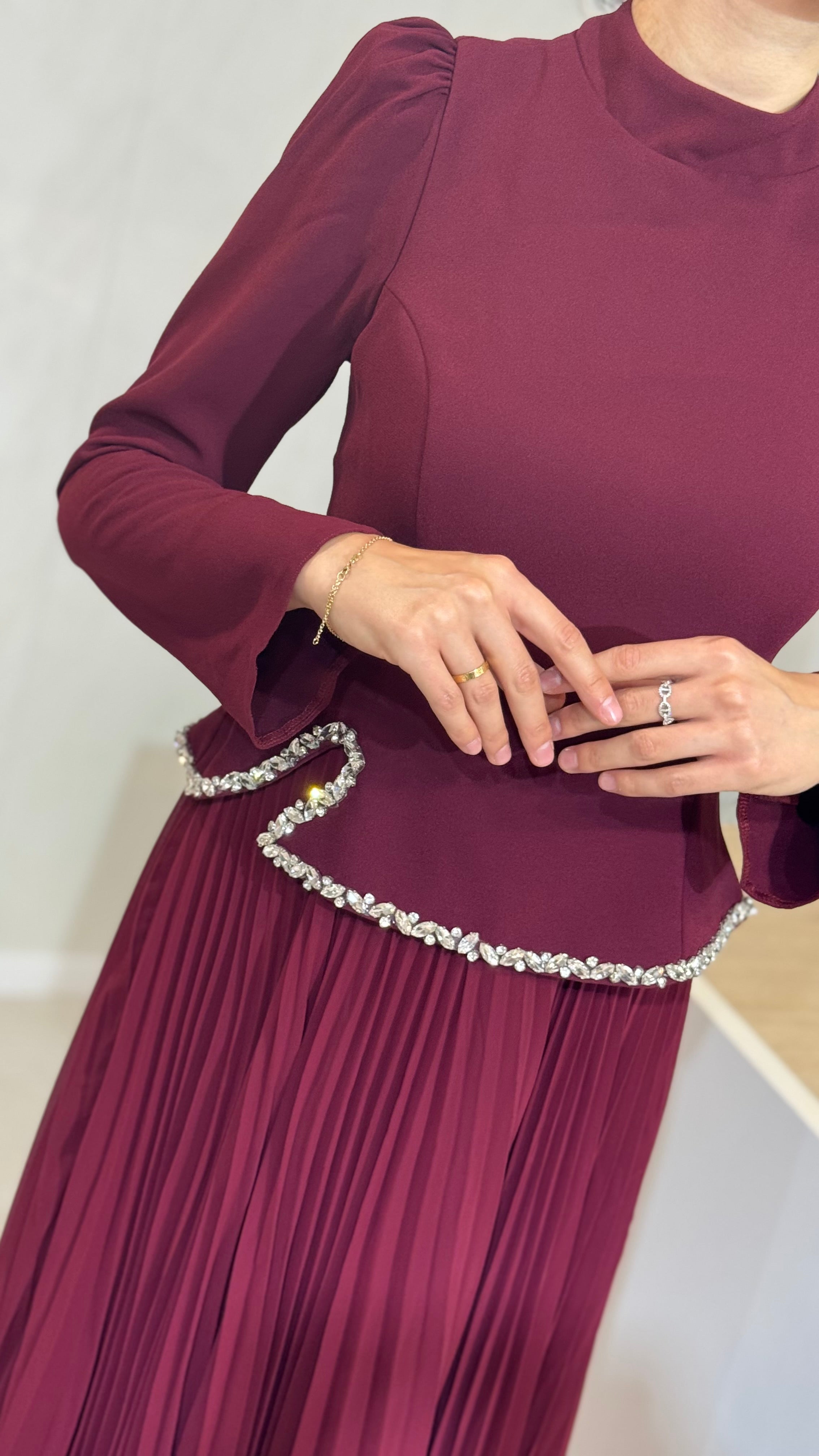 Robe de Soirée Longue 160cm - Bordeaux et Noir