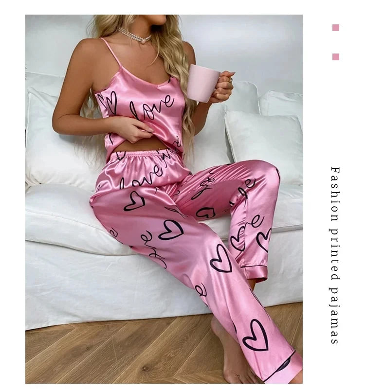 Ensemble Pyjama Satin Femme - Lingerie de Nuit Sexy Élégante