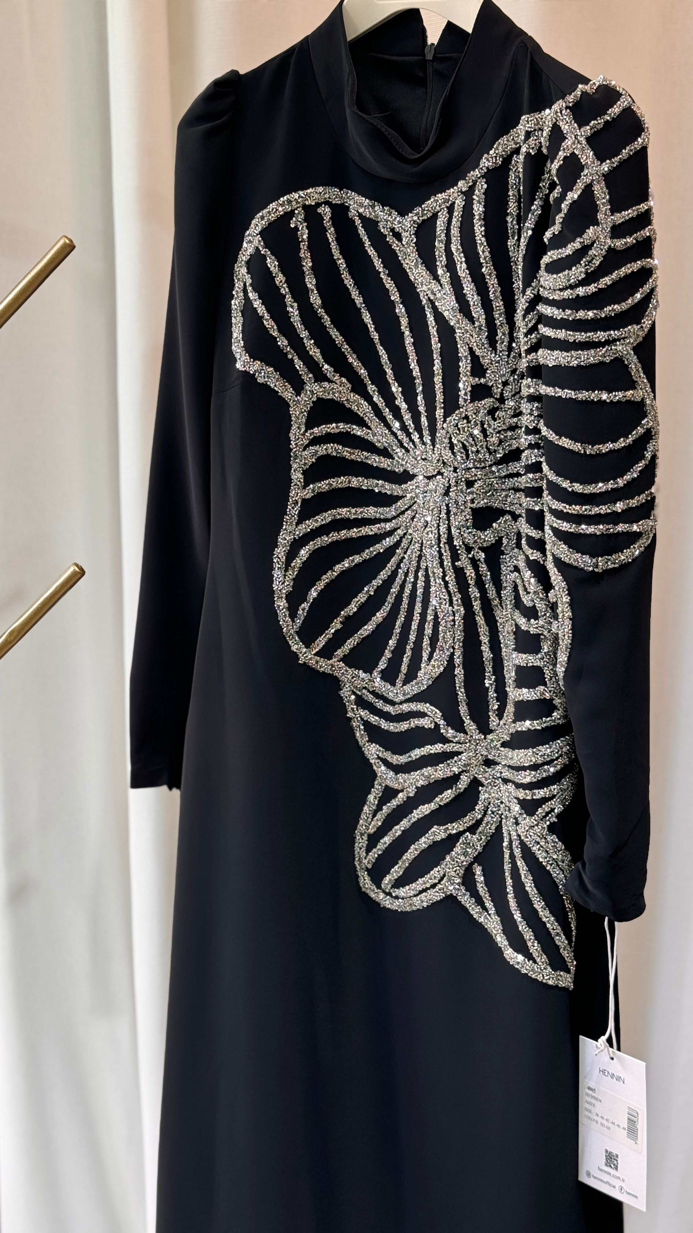 Robe de Soirée Élégante 140cm Perles