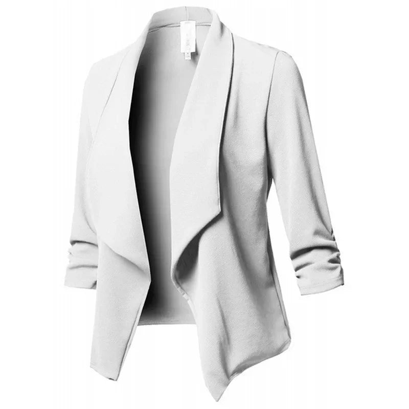 Blazer Noir Femme Fin Cardigan - Veste Asymétrique Manches Longues 2025