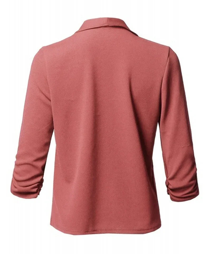 Blazer Noir Femme Fin Cardigan - Veste Asymétrique Manches Longues 2025