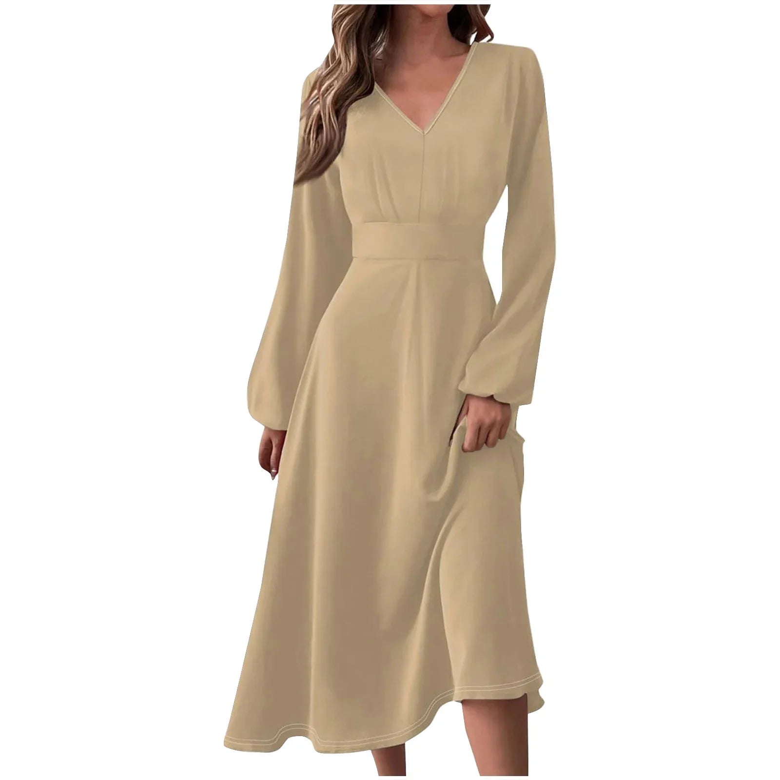 Robe Manches Longues Imprimé Floral Femme - Col V Automne Élégante