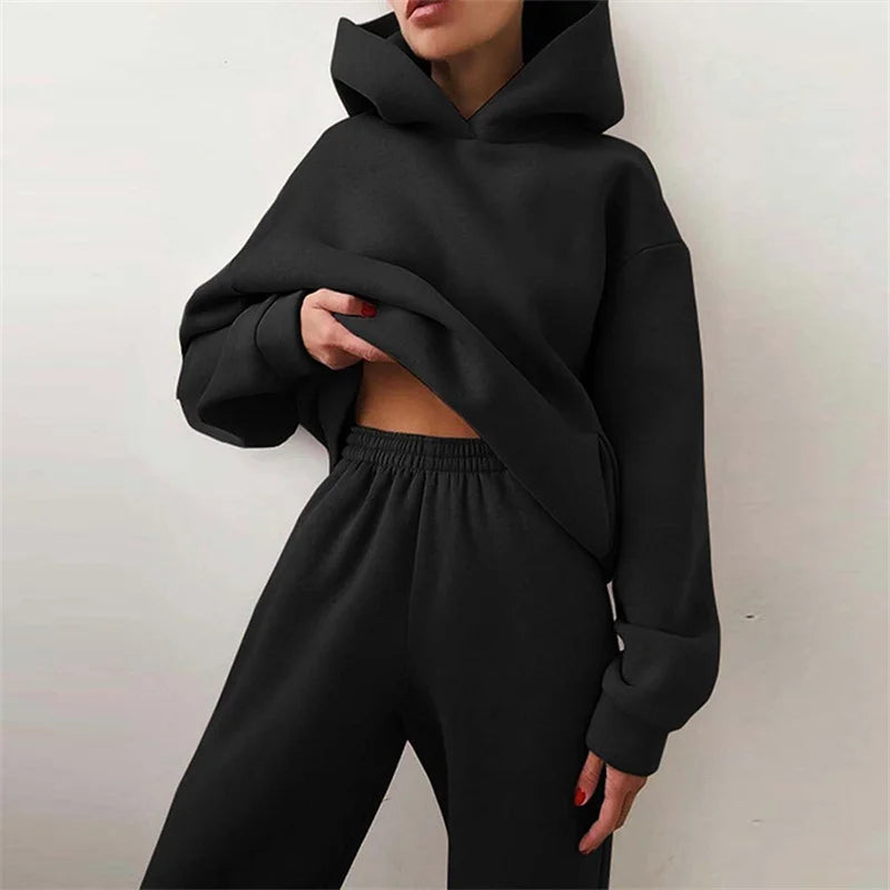 Ensemble Survêtement Femme Oversize Chaud - Hoodie et Pantalon Automne Hiver