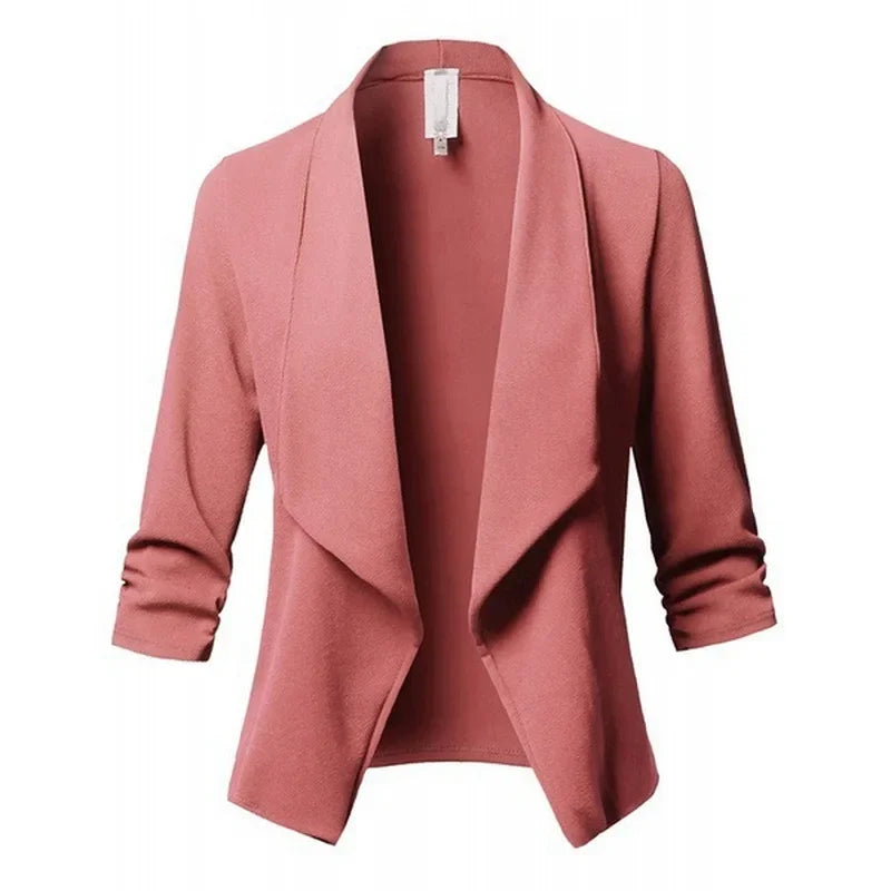 Blazer Noir Femme Fin Cardigan - Veste Asymétrique Manches Longues 2025