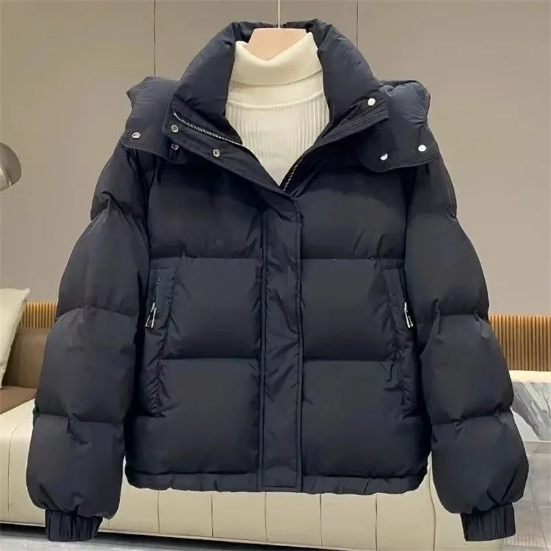 Doudoune Courte Femme Coréenne - Parka Rembourrée à Capuche Hiver 2025