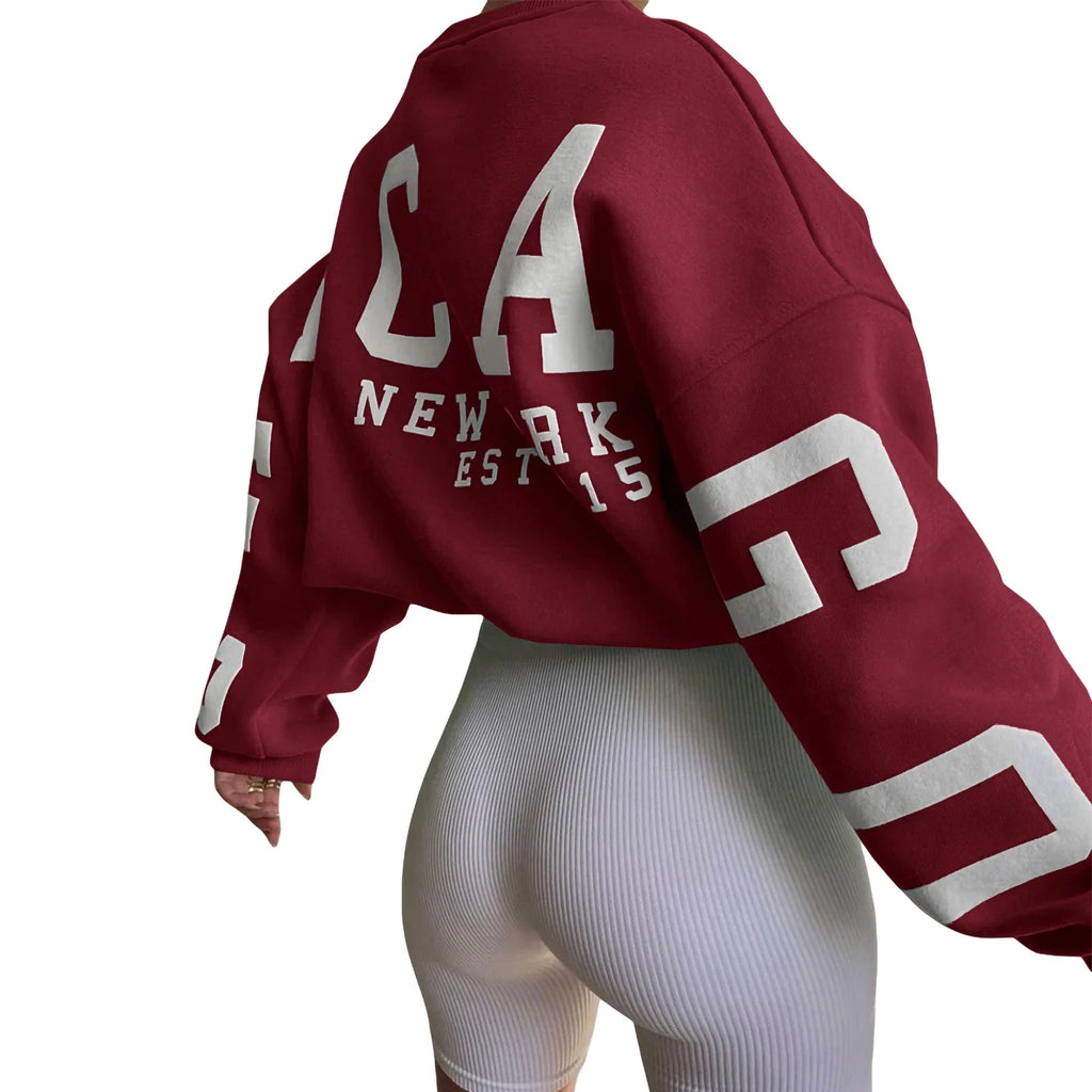 Sweatshirt Y2K Grunge Femme - Pull Ample Imprimé Lettres Streetwear