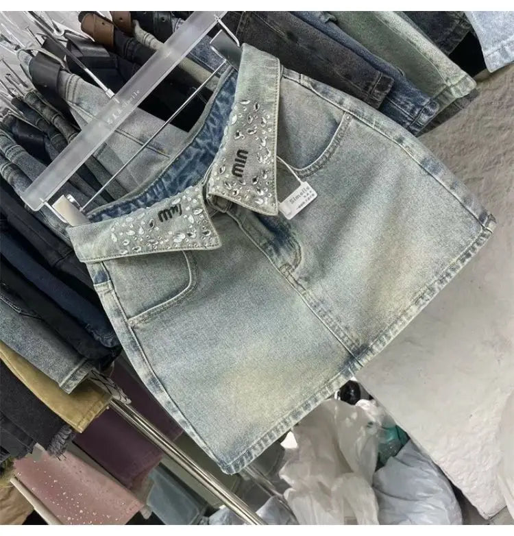 Jupe Trapèze Taille Haute Femme - Mini Jupe Vintage avec Poches