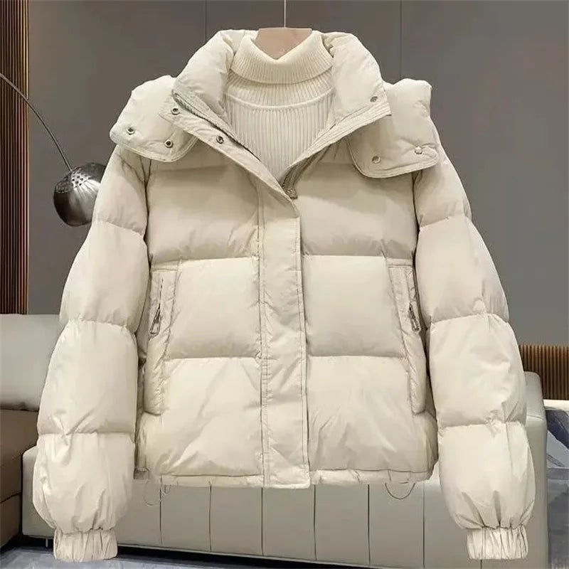 Doudoune Courte Femme Coréenne - Parka Rembourrée à Capuche Hiver 2025