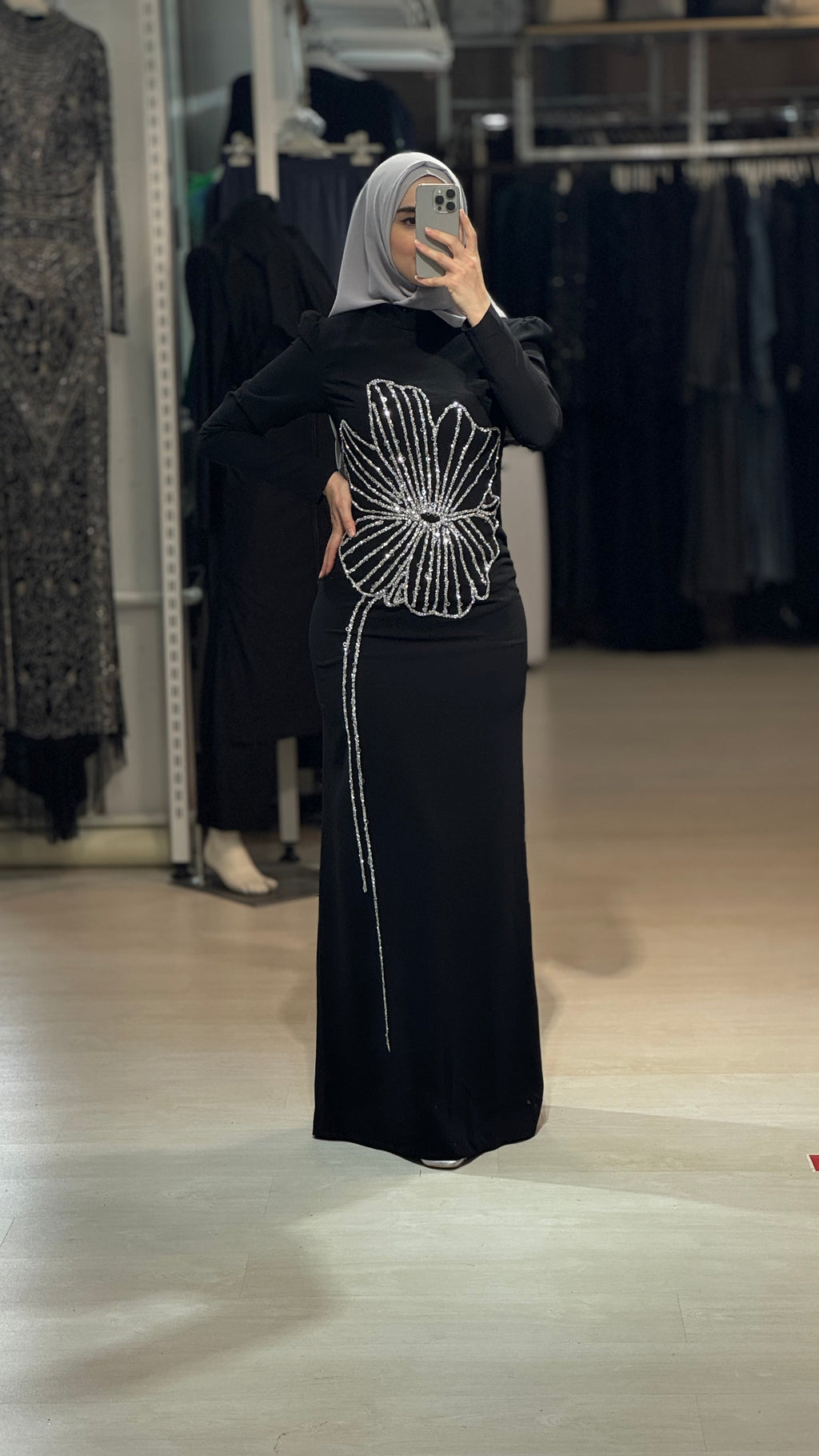 Robe de Soirée Élégante Crêpe Pierres