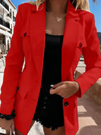 Blazer femme col revers manches longues - détail double boutonnage raffiné et finitions premium qualité
