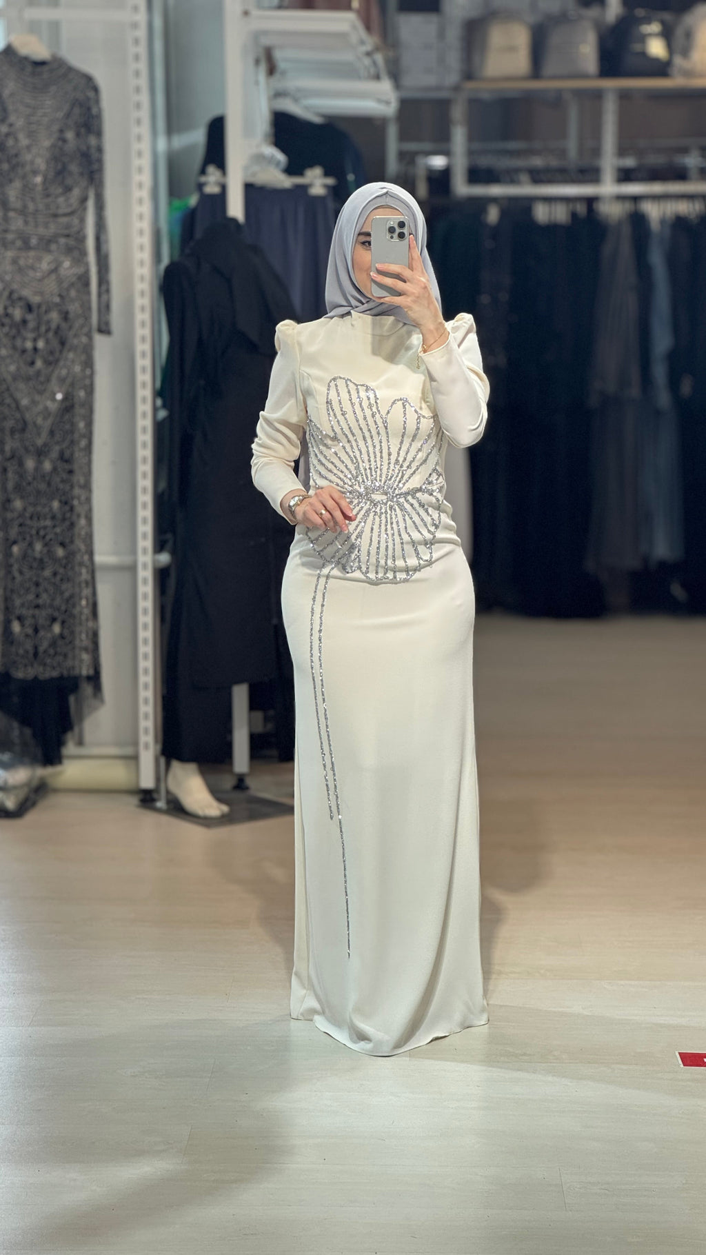 Robe de Soirée Élégante Crêpe Pierres