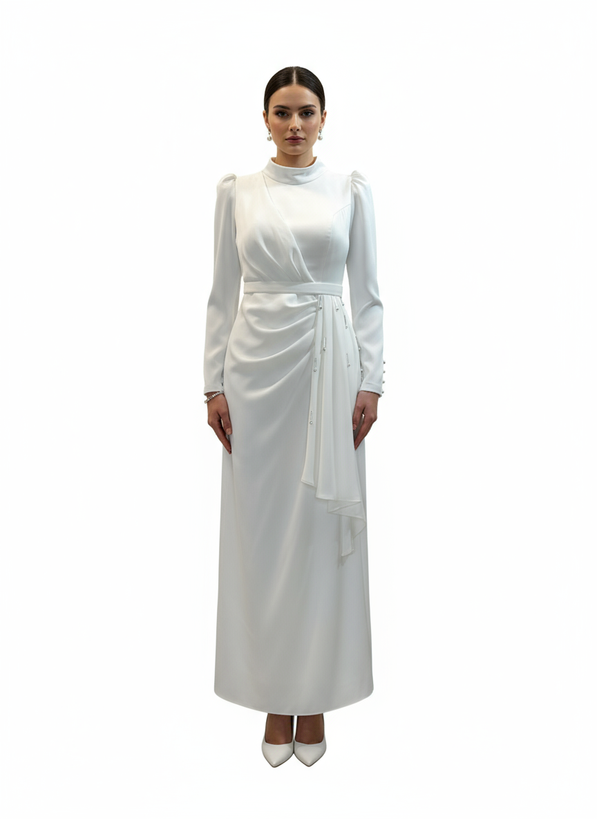 Robe de Fiançailles Élégante 145cm - Blanc
