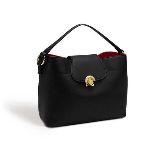  "Vue latérale sac vegan noir design élégant"