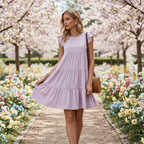 🌸 Robe shift fluide femme col rond manches courtes collection été, tissu léger et fluide, silhouette shift décontractée polyvalente, col rond classique, manches courtes, style casual chic estival pour toutes occasions
