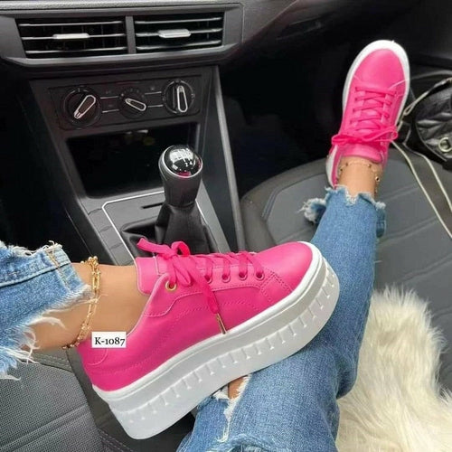 "Chaussures confort femme plateforme rose poudré"