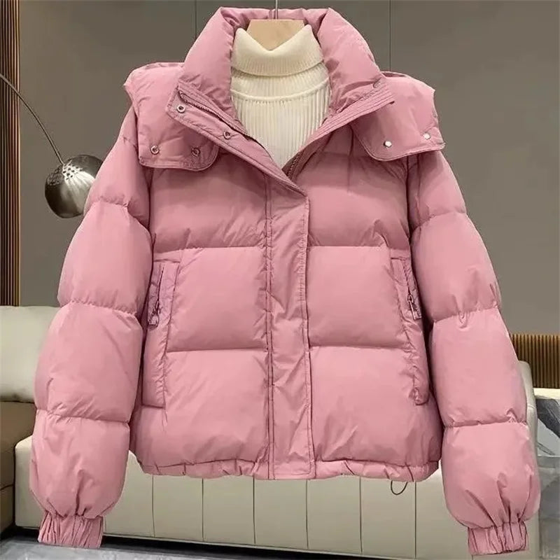 Doudoune Courte Femme Coréenne - Parka Rembourrée à Capuche Hiver 2025