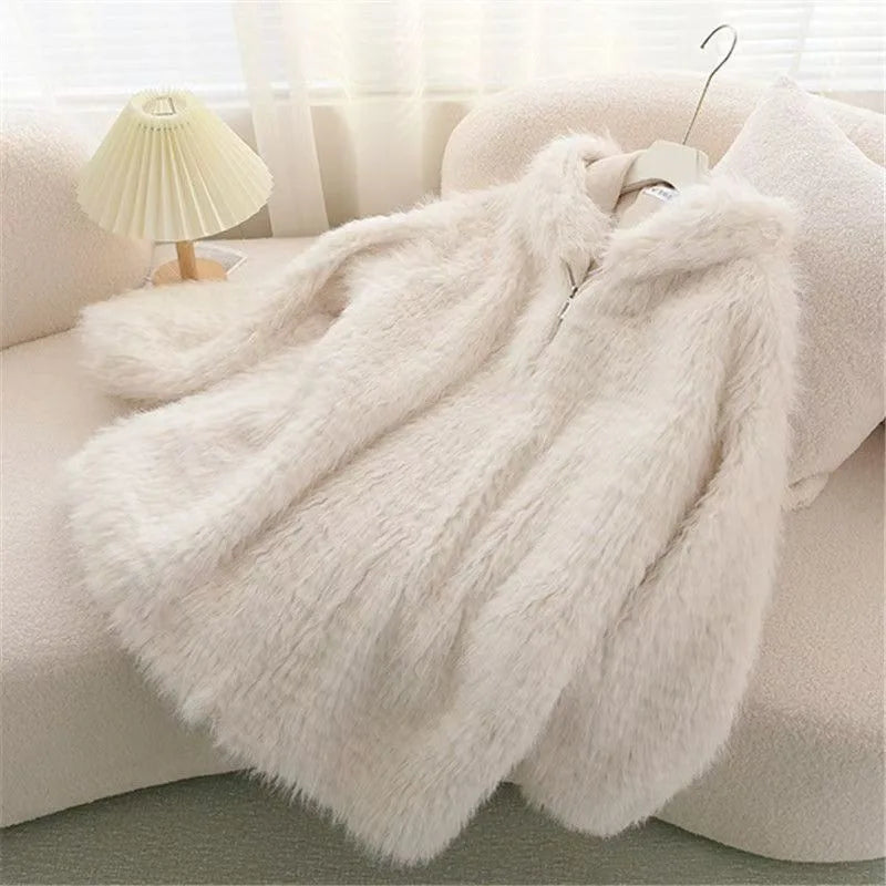 Manteau Peluche Oreilles Lapin Femme - Hoodie Agneau Épais Automne Hiver