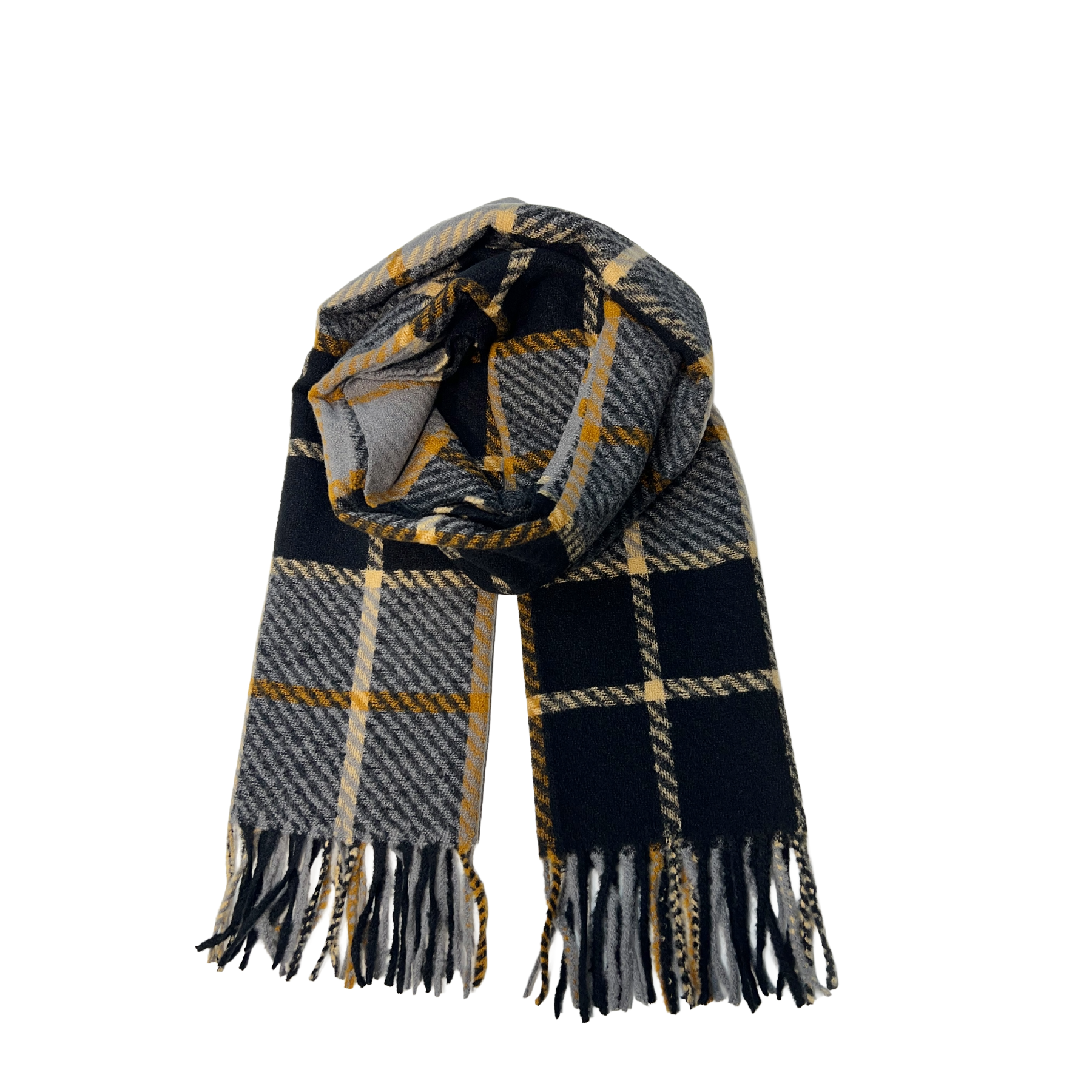  "Écharpe tartan écossais noir gris à carreaux 203cm hiver"