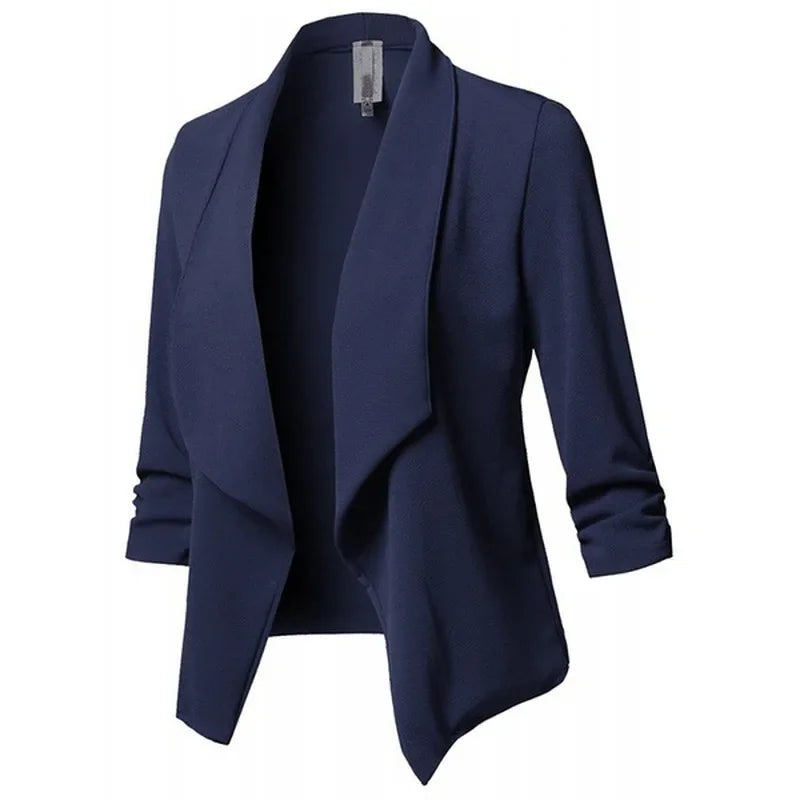 Blazer Noir Femme Fin Cardigan - Veste Asymétrique Manches Longues 2025