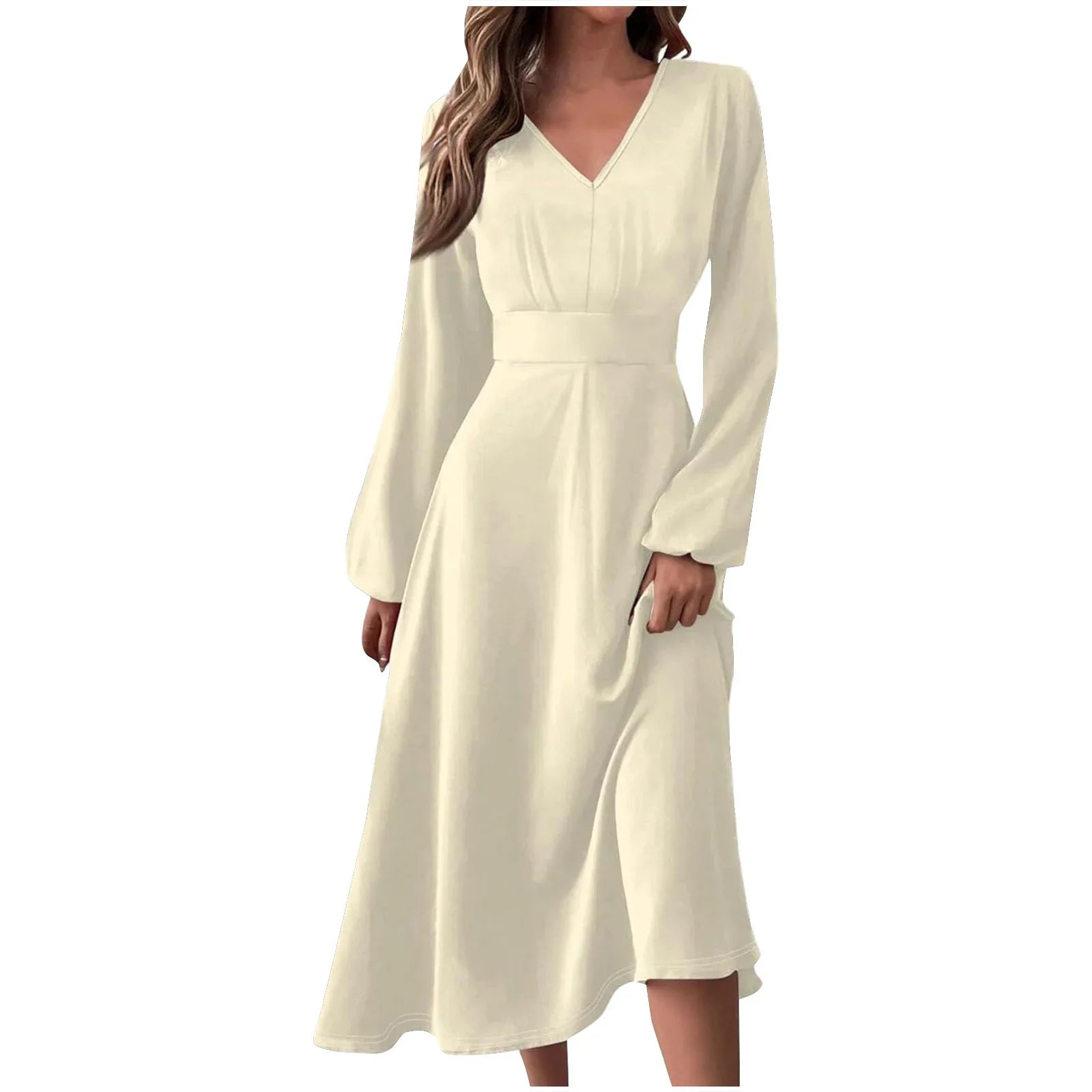 Robe Manches Longues Imprimé Floral Femme - Col V Automne Élégante