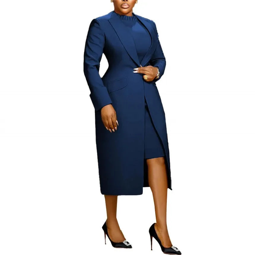 Ensemble Blazer et Robe Femme Grande Taille - 2 Pièces Printemps Automne 2025