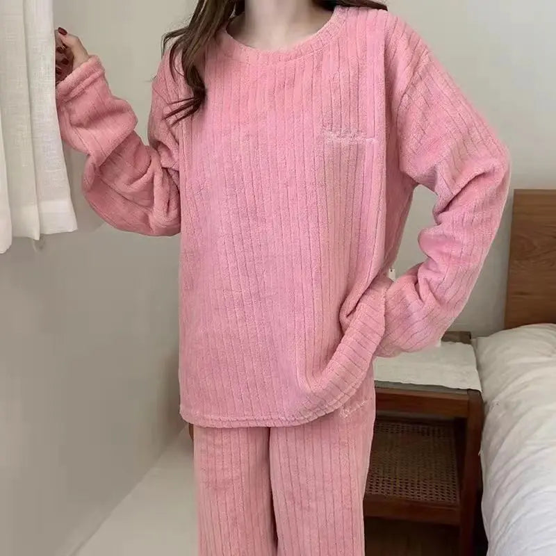 Pyjama Velours Corail Femme Hiver - Vêtements Chauds Rembourrés