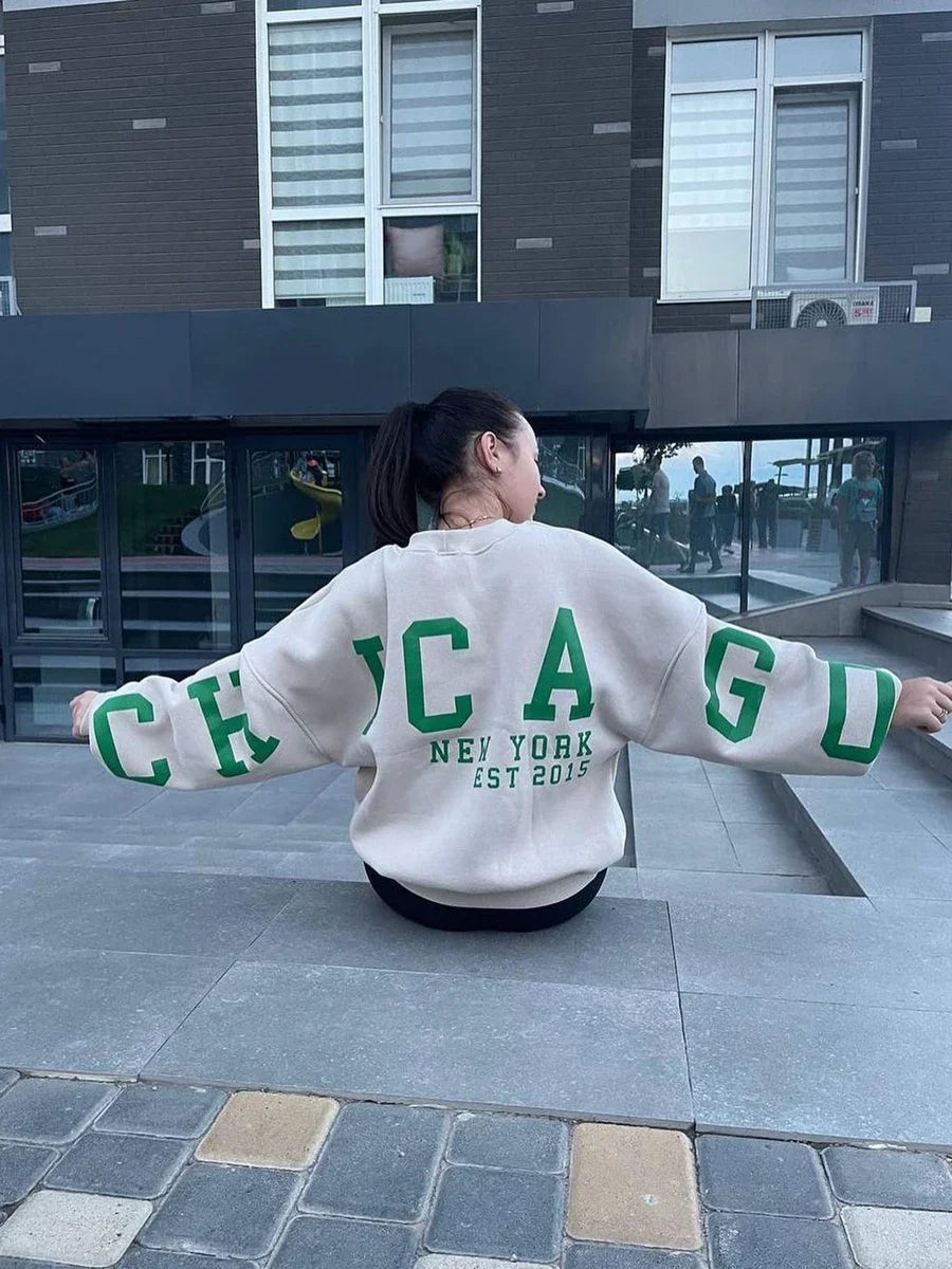 Sweatshirt Y2K Grunge Femme - Pull Ample Imprimé Lettres Streetwear