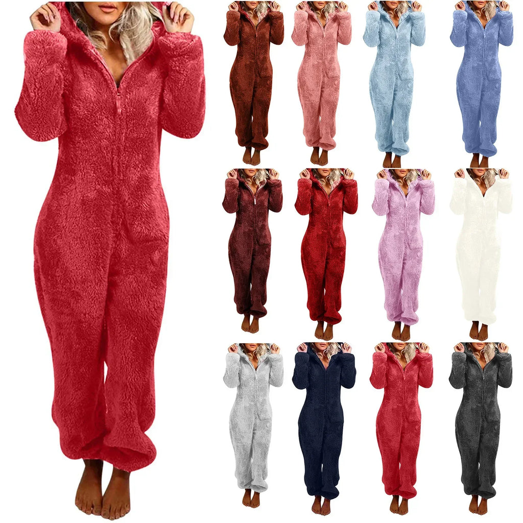 Combinaison Pyjama Onesie Femme Hiver - Grande Taille à Capuche