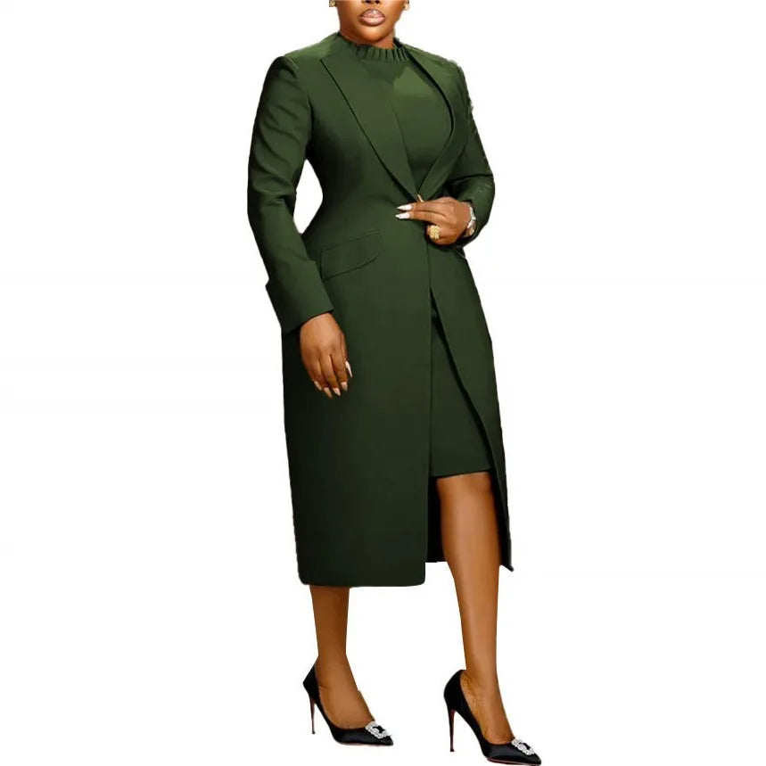 Ensemble Blazer et Robe Femme Grande Taille - 2 Pièces Printemps Automne 2025