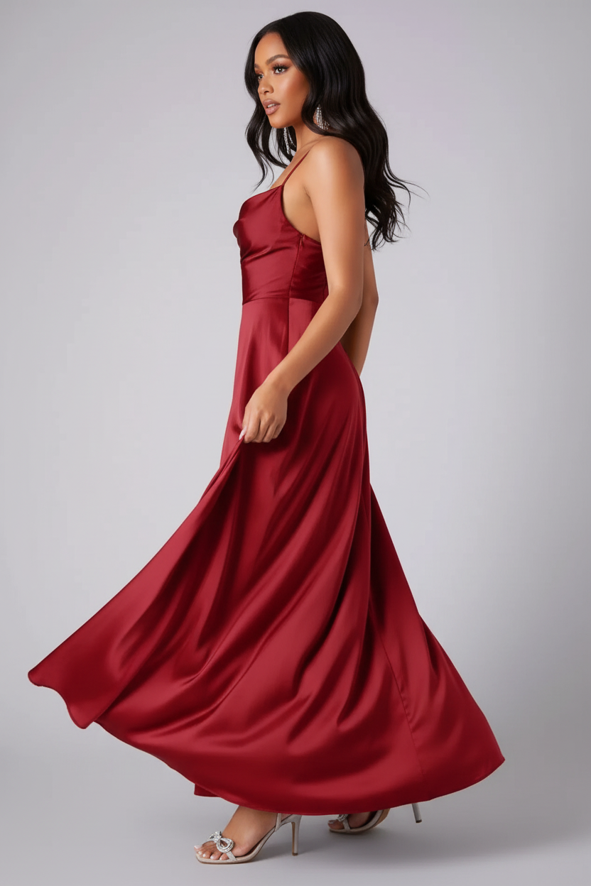 Robe Black-Coat - vue de profil avec mannequin noire révélant la coupe ajustée et le tombé fluide du tissu, style chic abordable
