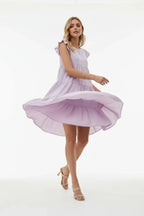 "Robe Shift Fluide Manches Courtes - Col Rond" - Black-Coat