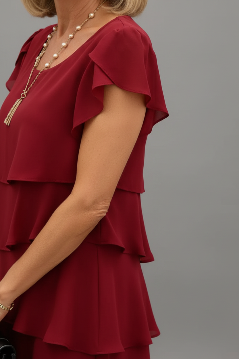 Robe volants étagés détails manches pétales